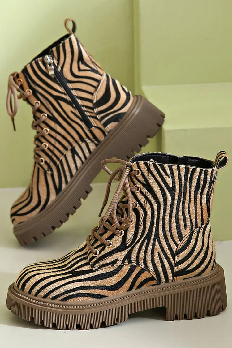 STIVALETTO STRINGATO ZEBRATO