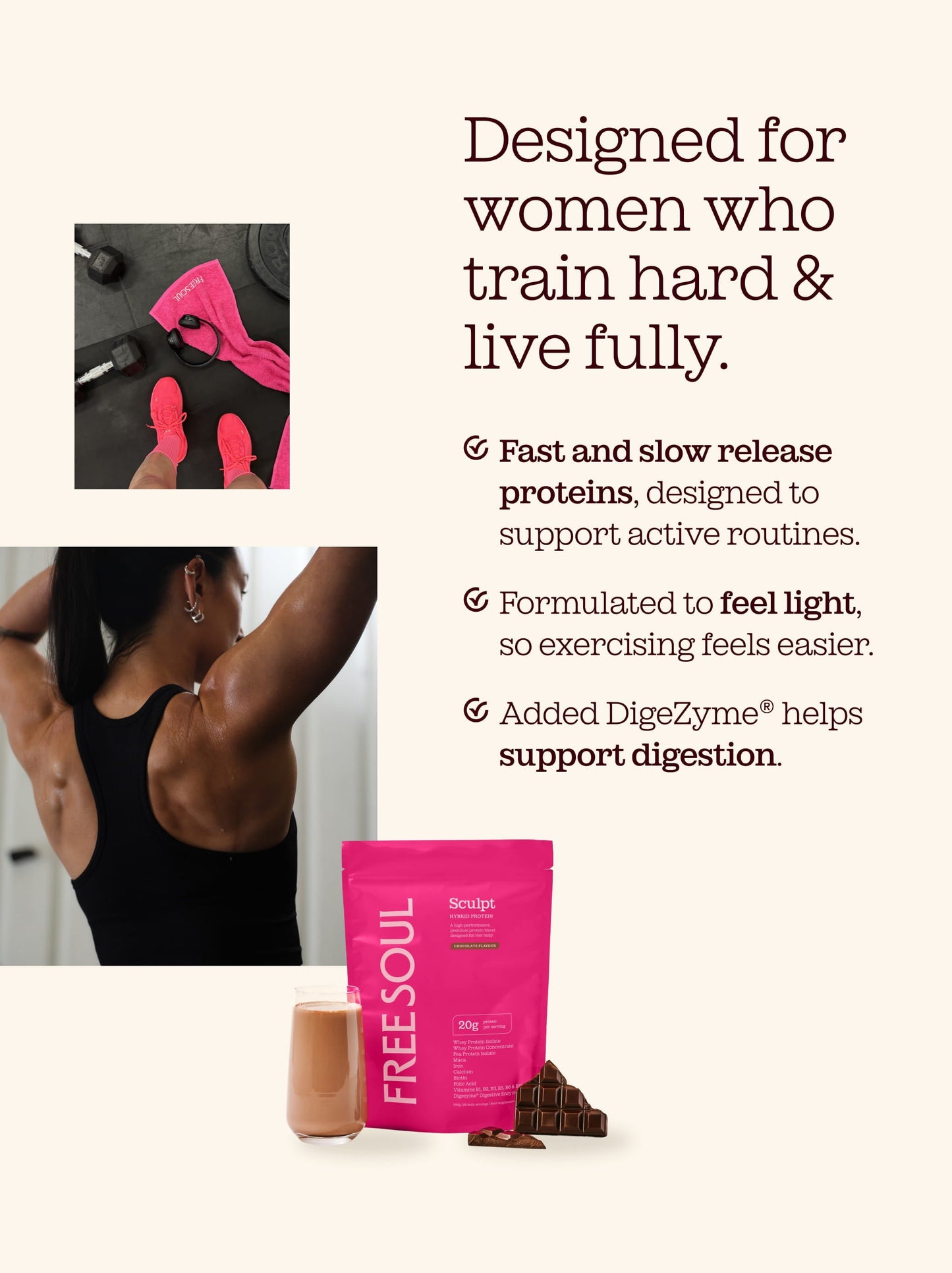 Free Soul Sculpt Hybrid Protein Powder Blend