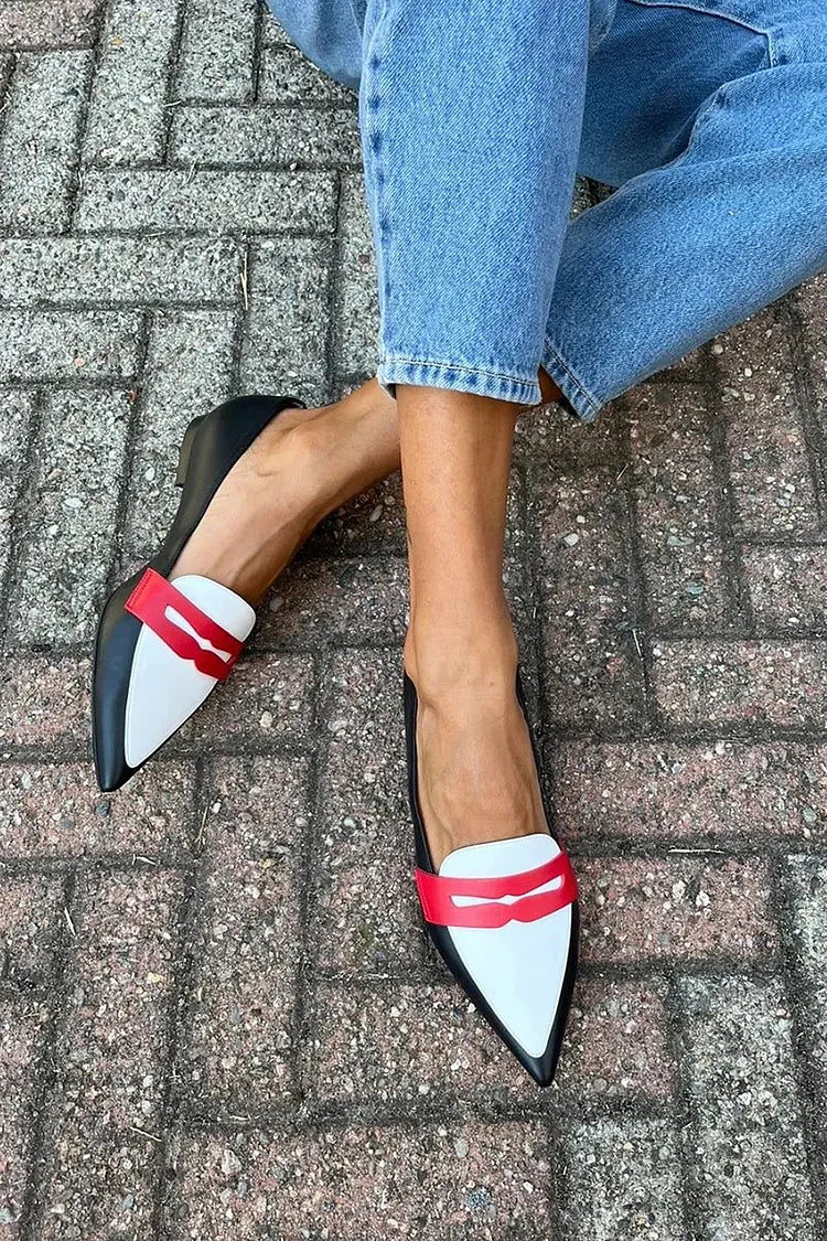 Tweekleurige puntige slippers