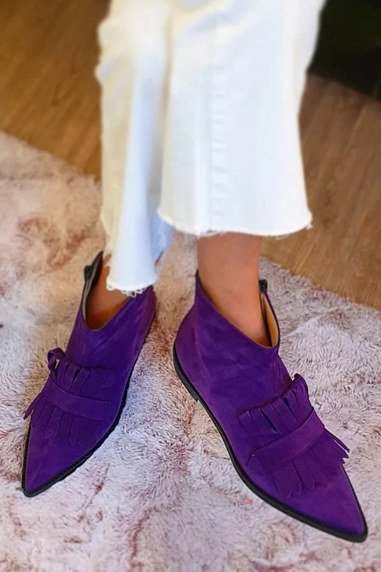 STIVALETTO A PUNTA CON FRANGE DECORATIVE