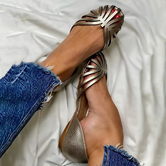 BALLERINE INTAGLIATE OPEN TOE