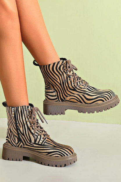 STIVALETTO STRINGATO ZEBRATO