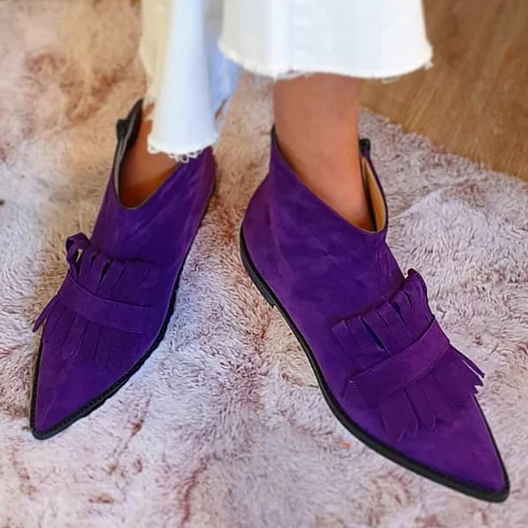 STIVALETTO A PUNTA CON FRANGE DECORATIVE