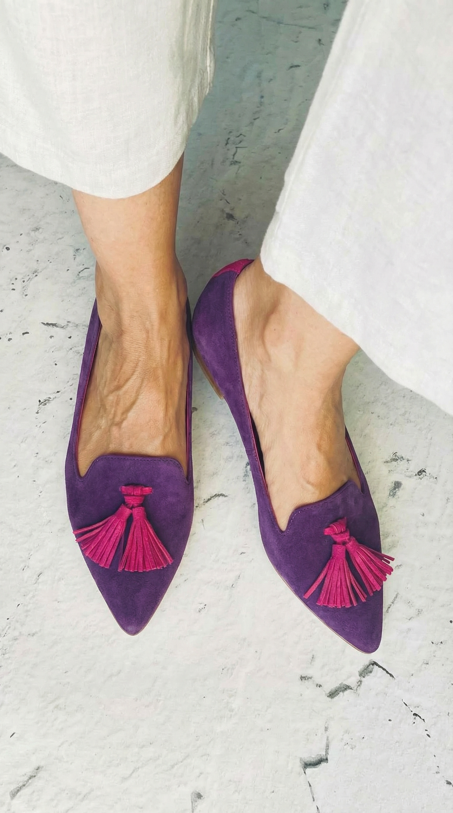 Puntige mocassin met kwastjes