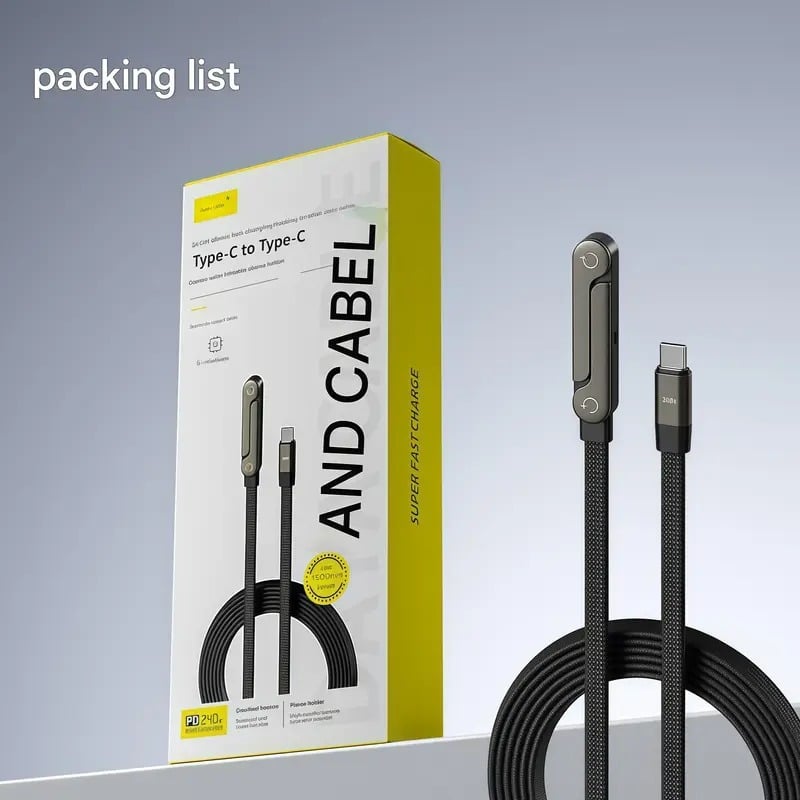 Snellaadkabel met Telefoonhouder 240W Ultra-Fast