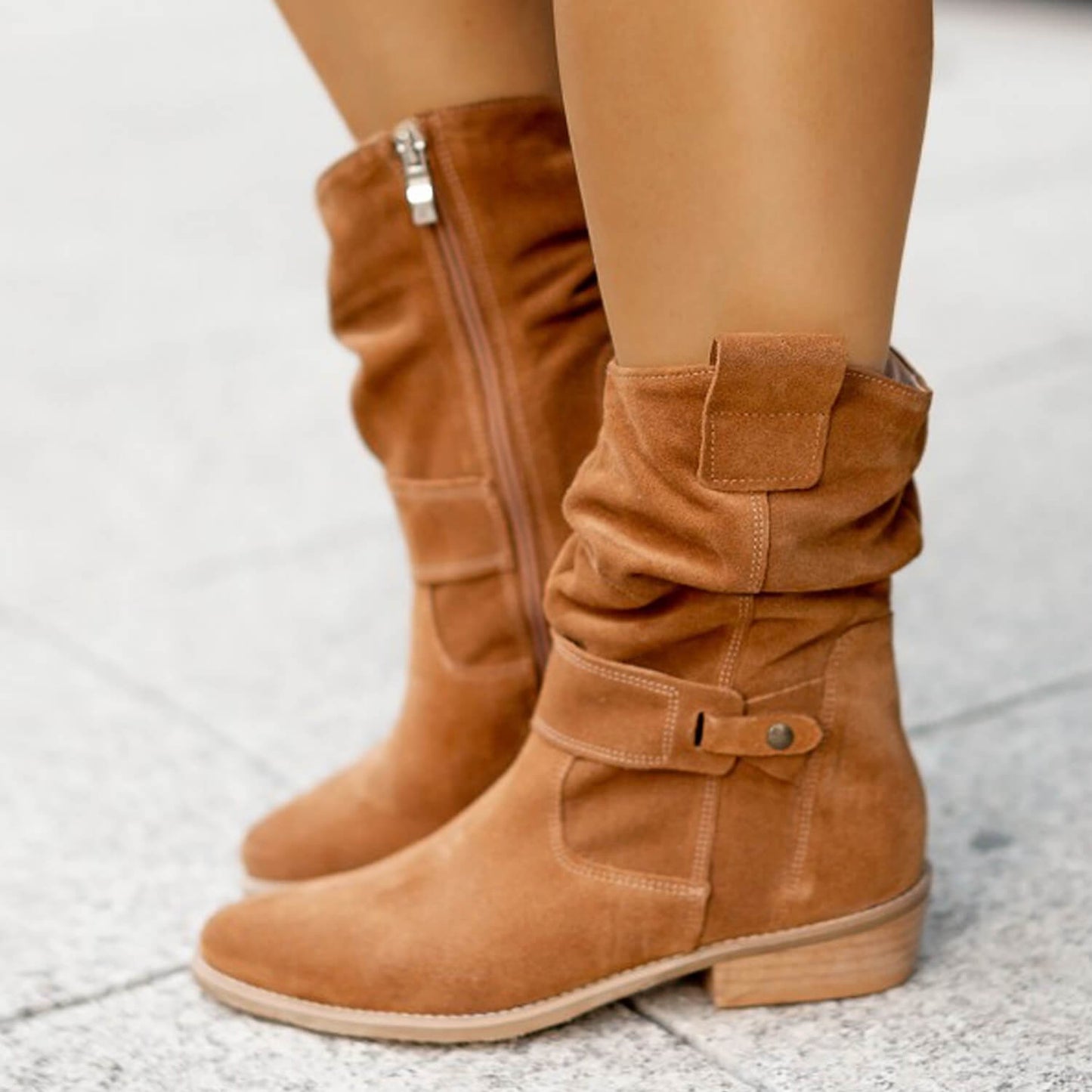 Zachte enkellaarsjes met plooiDetail
