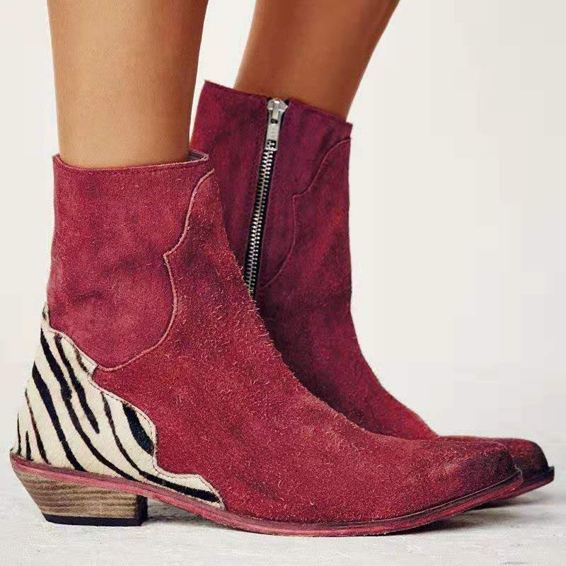 Wild Country rode enkellaarzen met animalprint details
