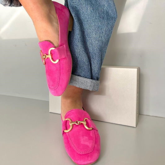Chique mocassins met gouden detail